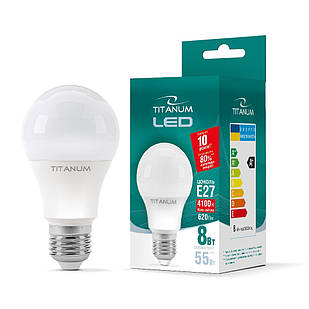 LED лампа TITANUM A60 8W 4100K E27