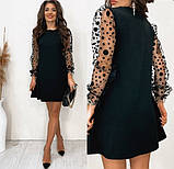 Трикотажна суня з сіткою на рукавах, фото 2