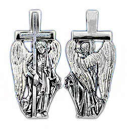 Образок серебряный Ангел Хранитель, несущий Крест - фото 1 - id-p1307846297