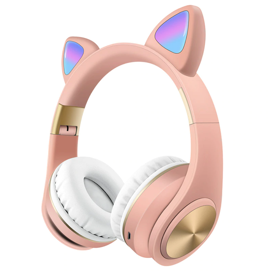 Бездротові MP3 Навушники з Вушками з підсвічуванням з MicroSD з FM-Радіо Cat Ear M1 Bluetooth Розові