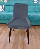 Стілець Stan велюр сірий B-1004 на металевих чорних ногах, фото 4