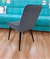 Стілець Stan велюр сірий B-1004 на металевих чорних ногах, фото 3