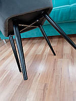 Стілець Stan велюр сірий B-1004 на металевих чорних ногах, фото 5