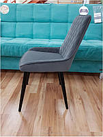 Стілець Stan велюр сірий B-1004 на металевих чорних ногах, фото 2