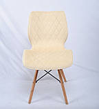 Обідній стілець Nolan Б-Т (Нолан) молочний оксамит на дерев'яних ногах, фото 4