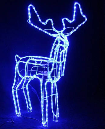Новорічний світиться олень 120 см (з поворотом голови) Синій, фото 2