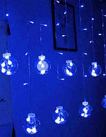 Гірлянда-штора контролю електрич. Кульки 12LED синій L-2.5 H-0.8 м №1848-02(20)