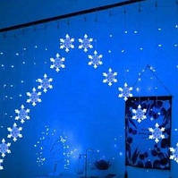 Гірлянда-штора контролю електрич. Сніжинки 6шт 20см 3м синьо-білий №1842-23