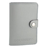 Обкладинка на документи шкіряна на кнопці HC0035 сіра