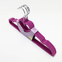 Плічка вішаки флоковані (оксамитові, велюрові) бузкового кольору серце, в упаковці 5 штук