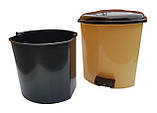 Відро для сміття з педаллю 9 літрів бежеве 25.5*23*30 см (Горизонт), фото 3