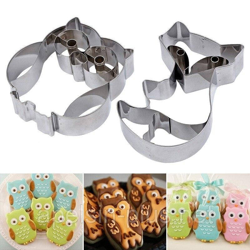 Вирубка для імбирних пряників і печива набір Сова та Лисиця метал, фото 1