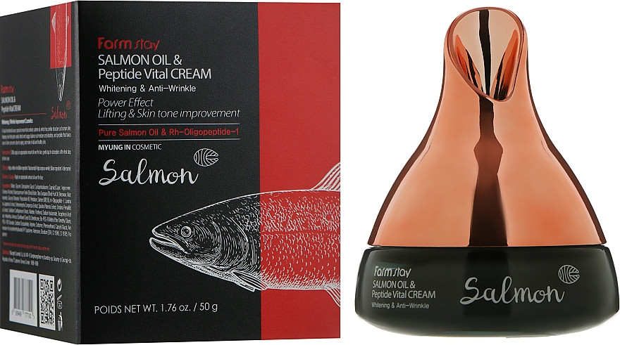 Антивіковий крем для обличчя з олією лосося і пептидами Farmstay Salmon Oil & Peptide Vital Cream 50 мл