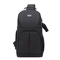 Фоторюкзак слинг универсальный, рюкзак для фотографа на одно плечо, черный с красным (код: F043BR)