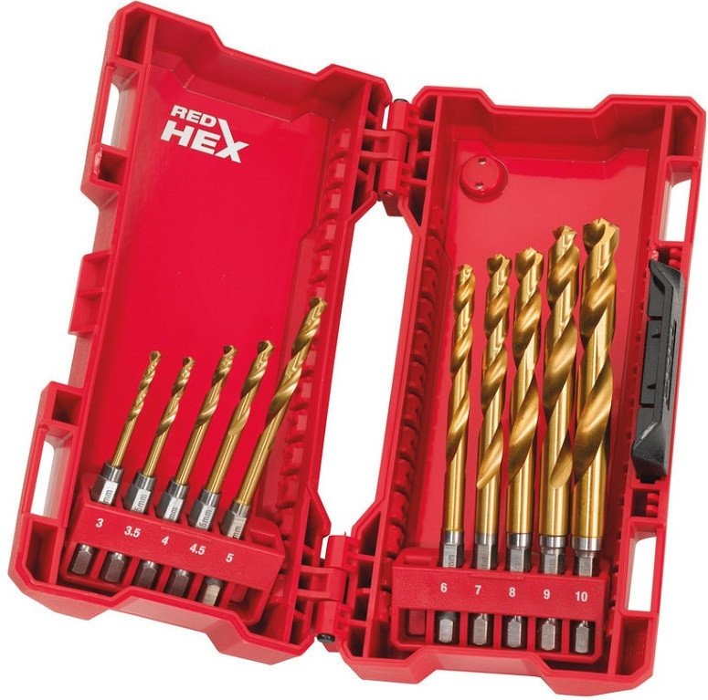 Набір свердел по металу Milwaukee RedHEX HSS-G TiN, 10 шт. (48894759), фото 1