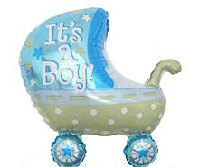 Фольгована кулька велика фігура Коляска it's a boy блакитний 70х71см Китай
