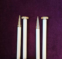 Спиці прямі Addi Німеччина 9 мм 40 см пластикові легкі зручні білі з гострим золотистим кінчиком