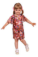 Сукня для дівчинки з рукавом М -1157 зріст від 104 до 170 розміру атласне тм "Попелюшка"