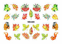 Водний Слайдер дизайн фото дизайн для нігтів з яскравою печаткою на будь-фон з білою підкладкою листя і білка