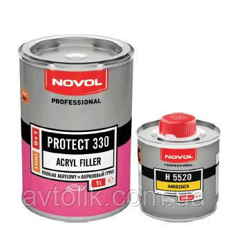 Акриловий ґрунт 5+1 білий 1 л (з затверджувачем 0.25) Novol Protect 330, чорний