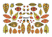 Водный Слайдер дизайн фото дизайн для ногтей с яркой печатью на любой фон с белой подложкой листья желуди