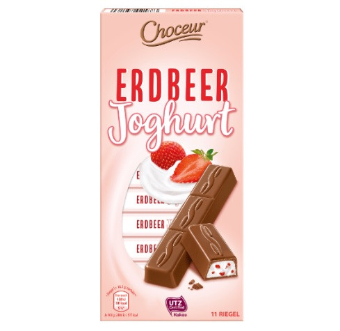 Шоколад молочний Choceur Erdbeer Joghurt Полуничний Йогурт 200 г Німеччина