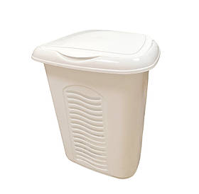 Корзина для білизни пластикова з кришкою стаціонарна, 40 л Біла