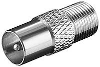 Перехідник антенний RF:F-Coaxial F/M Goobay (75.03.2395) адаптер прямий zinc