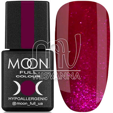 Гель лак MOON FULL color Gel polish, 8 мл №221 вишневий з блискітками, фото 2