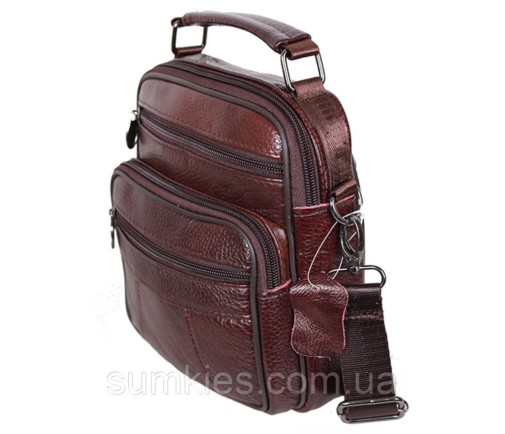 Чоловіча шкіряна сумка через плече коричнева Bon101-1