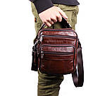 Чоловіча шкіряна сумка через плече коричнева Bon101-1, фото 5