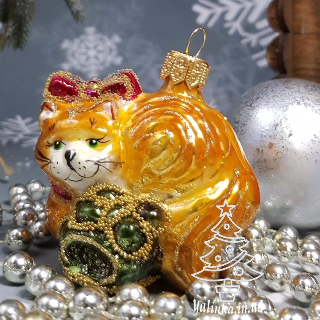 Кошечка рыжая с бантом лежит  (мини)
