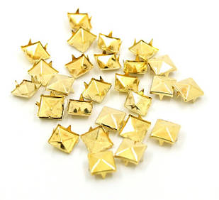 Заклепки пірамідки, крабіки 25 шт. Золотистий, 6 мм