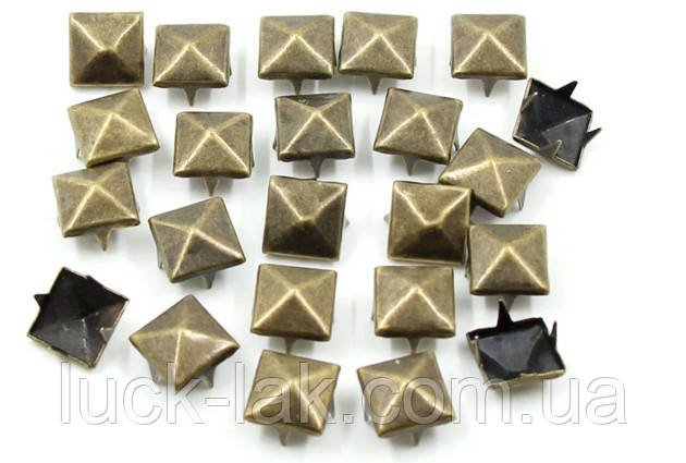 Заклепки пірамідки, крабіки 25 шт. Бронзовий, 6 мм - фото 1 - id-p1308150244