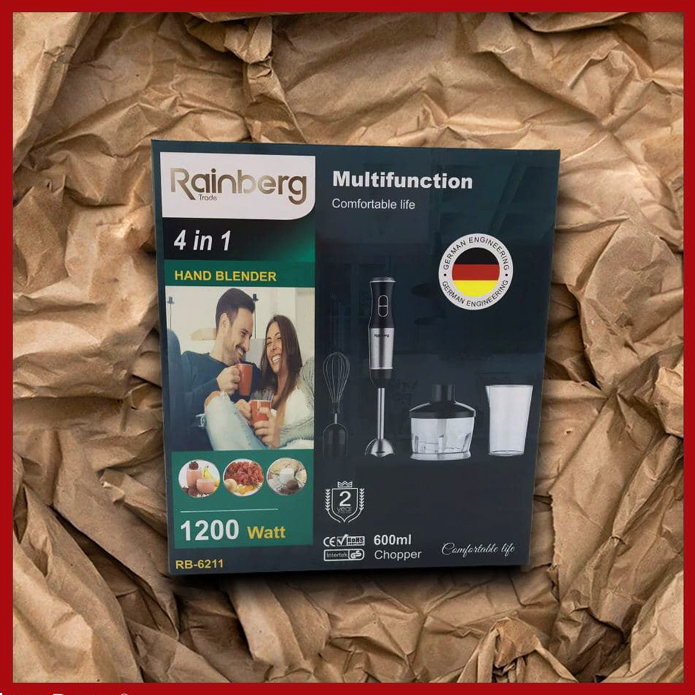 Блендер подрібнювач ручної занурювальний кавомолка з чашею блендер міксер Rainberg RB 6211 4в1 600 Вт, фото 1