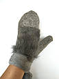 Рукавиці рукавички жіночі ангорові з хутром темно сірі, фото 3