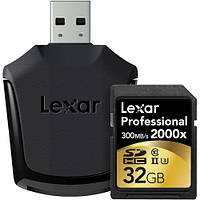 Карта пам' яті Lexar 32GB Professional 2000x UHS-I SDHC з кардридером U3, Class 10