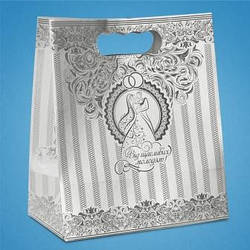 Паперовий пакет для весільного карава, солодощів і весільних шишок, срібло C-0041