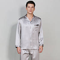 Пижама мужская шовкова сіра сталева (розмір S- XXXL 44-54), фото 3