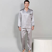 Пижама мужская шовкова сіра сталева (розмір S- XXXL 44-54)