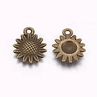 Кулон Квітка, Метал, Колір Бронзовий, 18.6х15х2.5мм, Отвір 1.8мм, 10 шт, фото 2