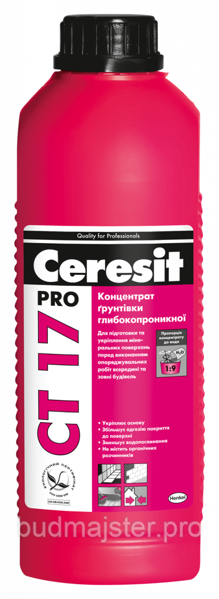 Грунтівка глибокопроникна Ceresit CT 17 Pro концентрат 1 л