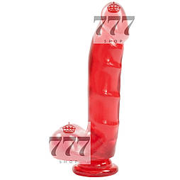 Фалоімітатор Doc Johnson Jelly Jewels Cock & Balls Red, діаметр 3,6 см, антибактеріальний ПВХ 777Store.com.ua