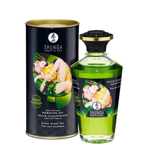 Органічне зігріваючий масло Shunga Aphrodisiac Warming Oil - Exotic green tea (100 мл) без цукру 777Store.com.ua