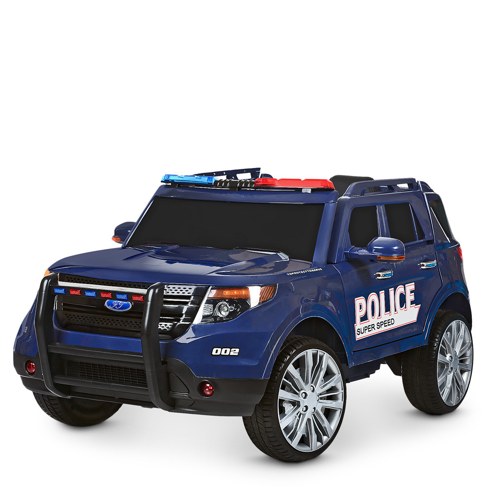 Дитячий електромобіль Джип M 3259 EBLR-4, Ford Police, колеса EVA, шкіряне сидіння, синій, фото 1