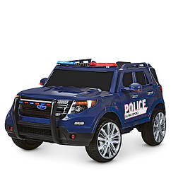 Дитячий електромобіль Джип M 3259 EBLR-4, Ford Police, колеса EVA, шкіряне сидіння, синій