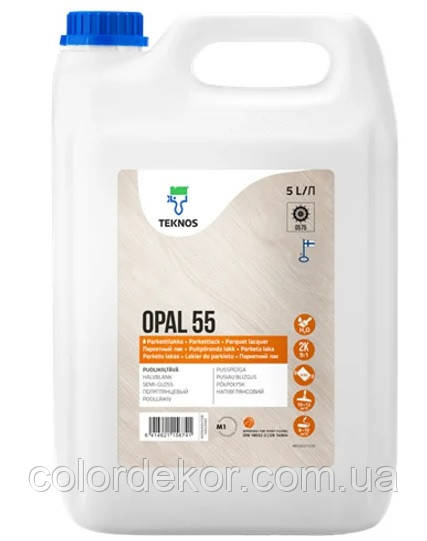 Двокомпонентний паркетний поліуретановий лак TEKNOS OPAL 55 2K (напівглянсовий) 5 л