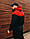 Чоловічий спортивний костюм зимовий на блискавці з капюшоном на флісі чорно-червоний, фото 4