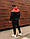 Чоловічий спортивний костюм зимовий на блискавці з капюшоном на флісі чорно-червоний, фото 6