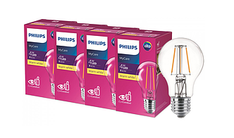 Лампа світлодіодна Philips Filament LED Classic 4-40 Вт A60 E27 830 CL NDAPR